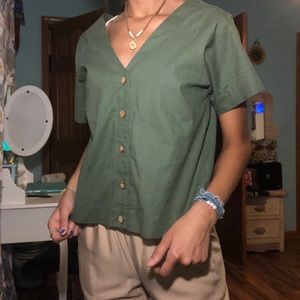 NWOT Army Green Button-Up Tunic